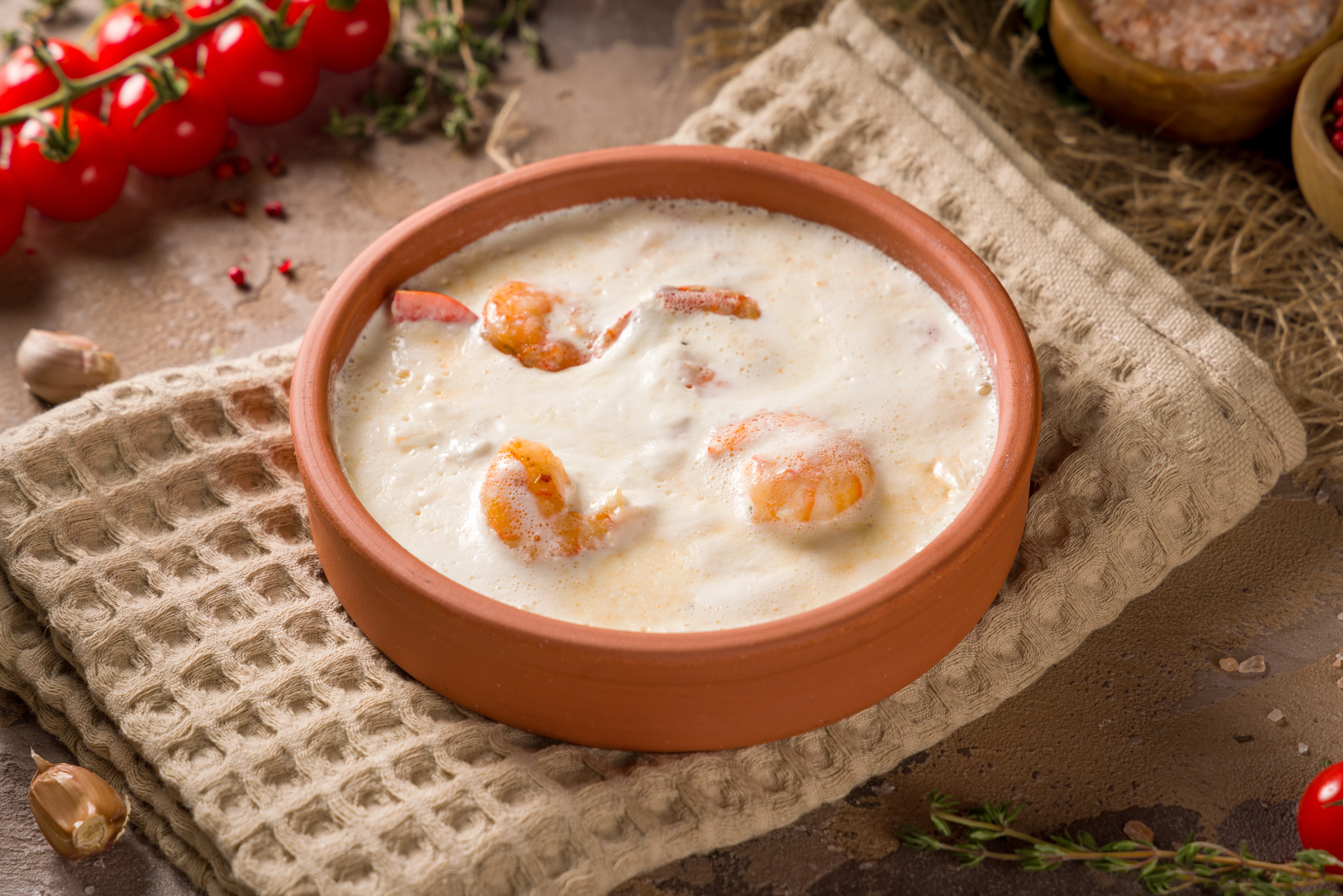 Креветки в сливочном соусе в кетсе